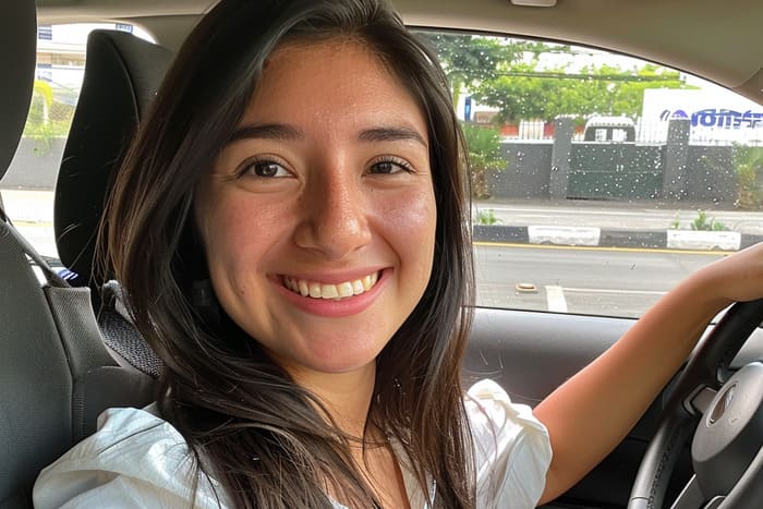 Etudiante qui apprend à conduire