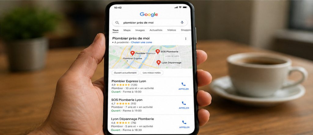 Recheerche sur Google : Plombier près de chez moi